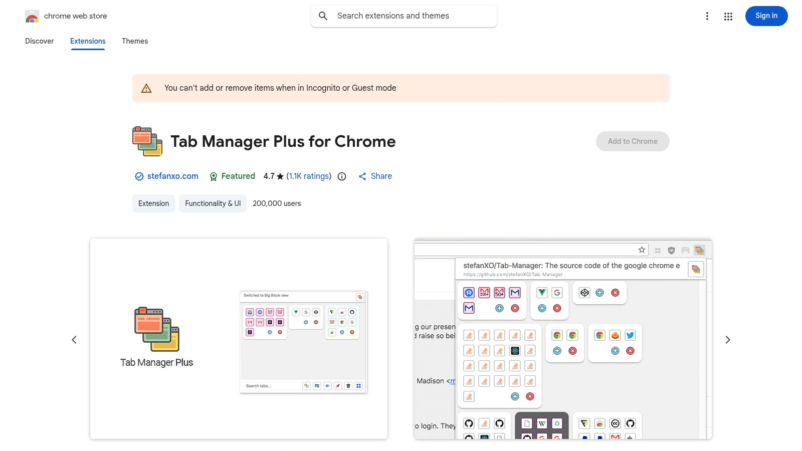 Tab Manager Plus Screenshot
