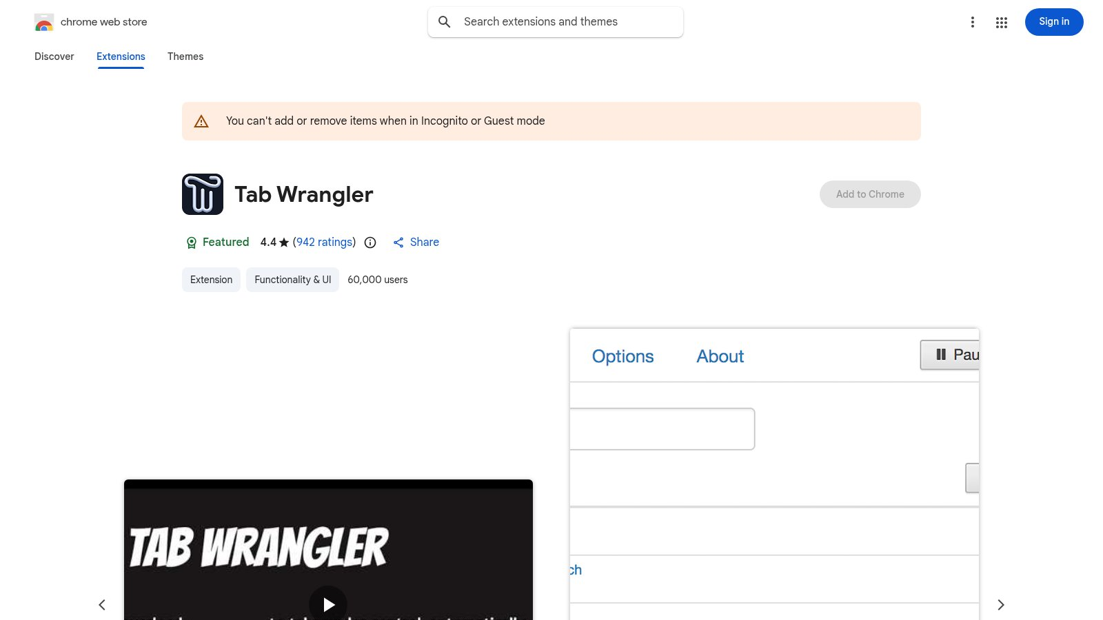 Tab Wrangler Screenshot